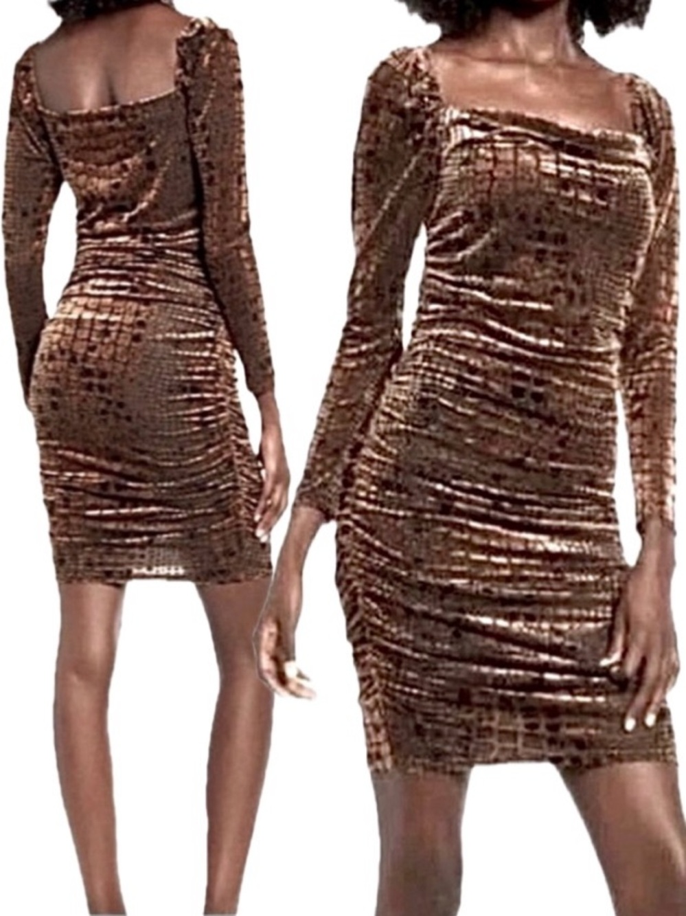NWT Leith Textured Burnout Velvet Long Sleeve Bodycon Dress 90s Y2K
